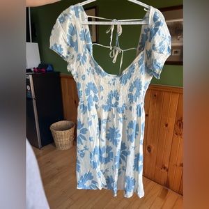 American Eagle White and Blue Floral Dress